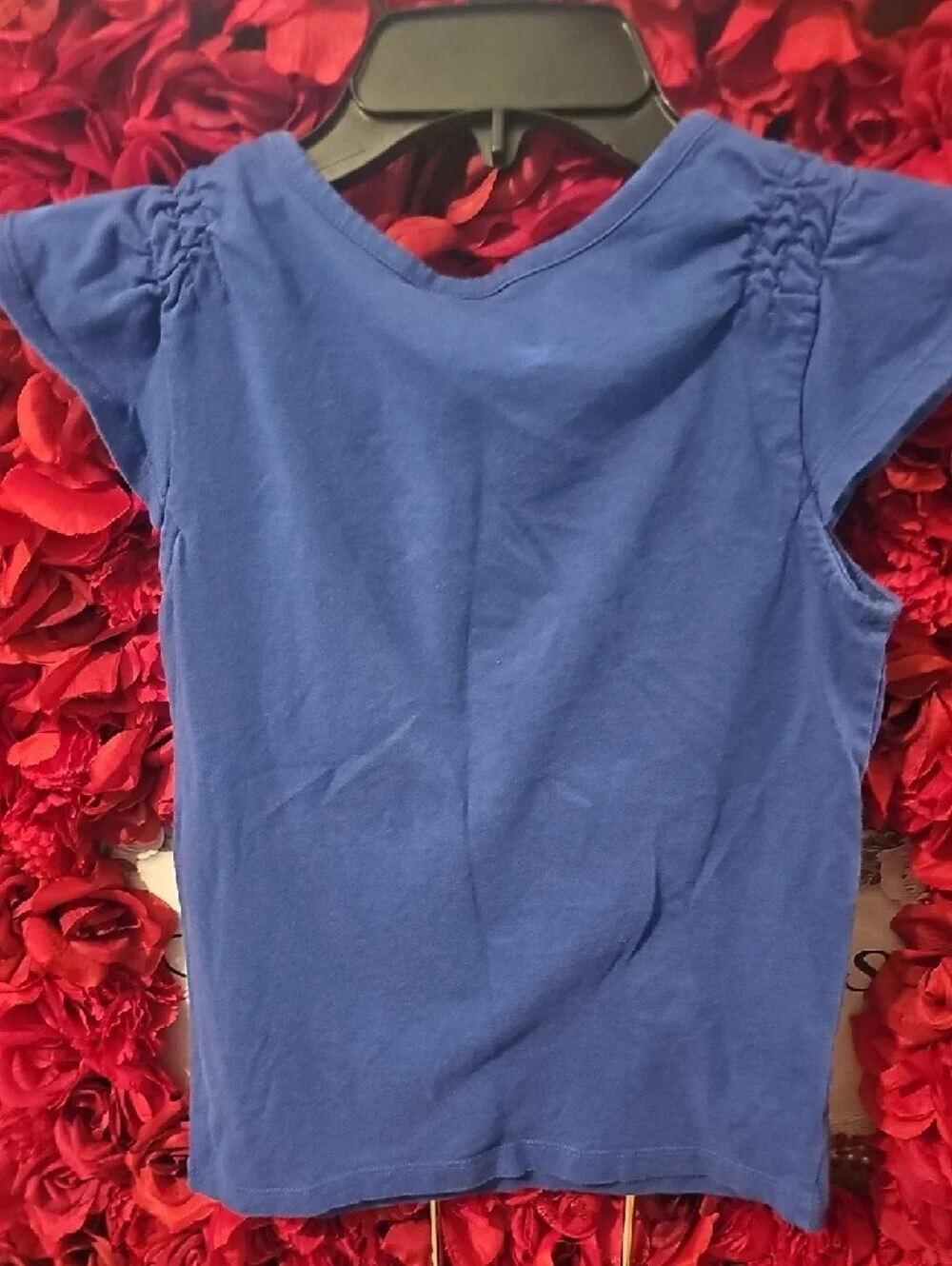Gymboree Girls Blue Tee with Embroidered Floral Cat Size 10